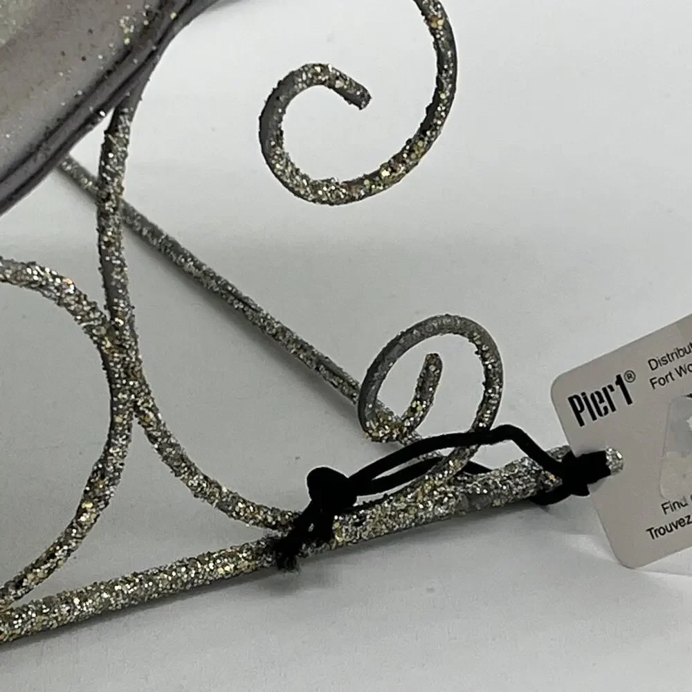 Pier 1 Santa’s Sleigh – Silver Tone Glitter Holiday Décor – 8x15, NWT